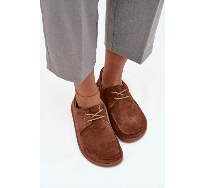 Dámské polobotky typu barefoot z přírodního semiše Zazoo 327 hnědé