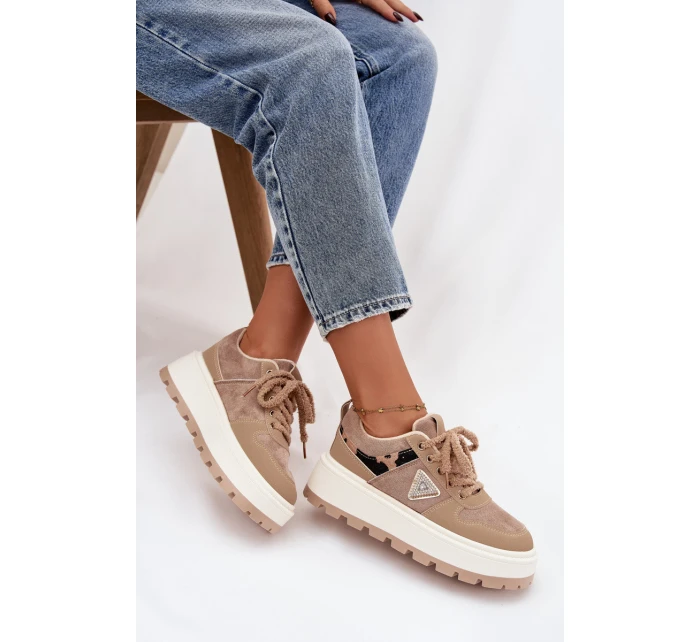 Zateplené dámské tenisky na platformě béžové Florinda Zateplené dámské tenisky na platformě béžové Florinda
