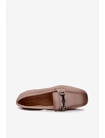 Kožené dámské lodičky na klínu s ozdobou Vinceza 39978 béžové