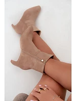 Dámské kozačky na podpatku béžové model 22348907 - Boto