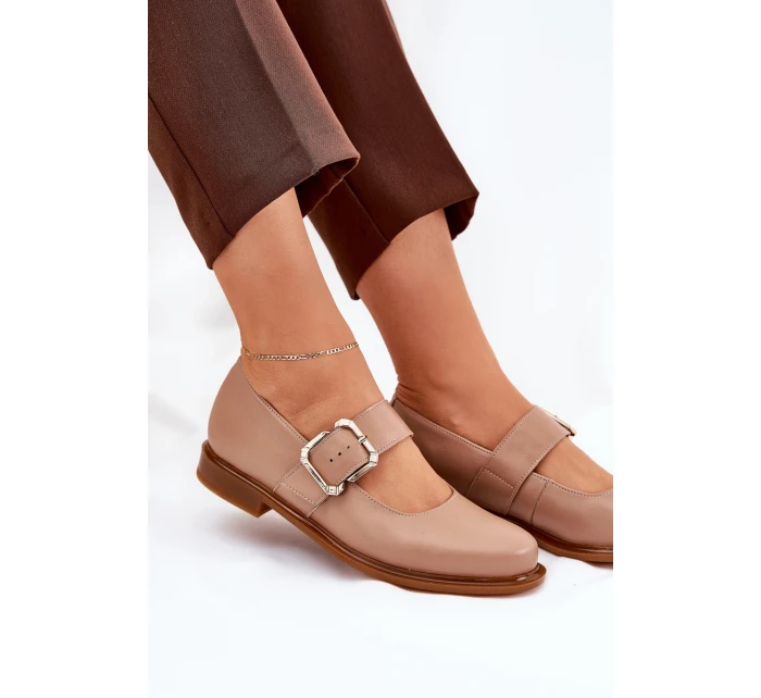 Kožené Polobotky Dámské S Přezkou Laura Messi 2980 Tmavě Béžové Kožené Polobotky Dámské S Přezkou Laura Messi 2980 Tmavě Béžové