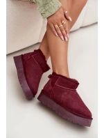 Módní semišové nízké sněhule bordó model 21709733 - Boto