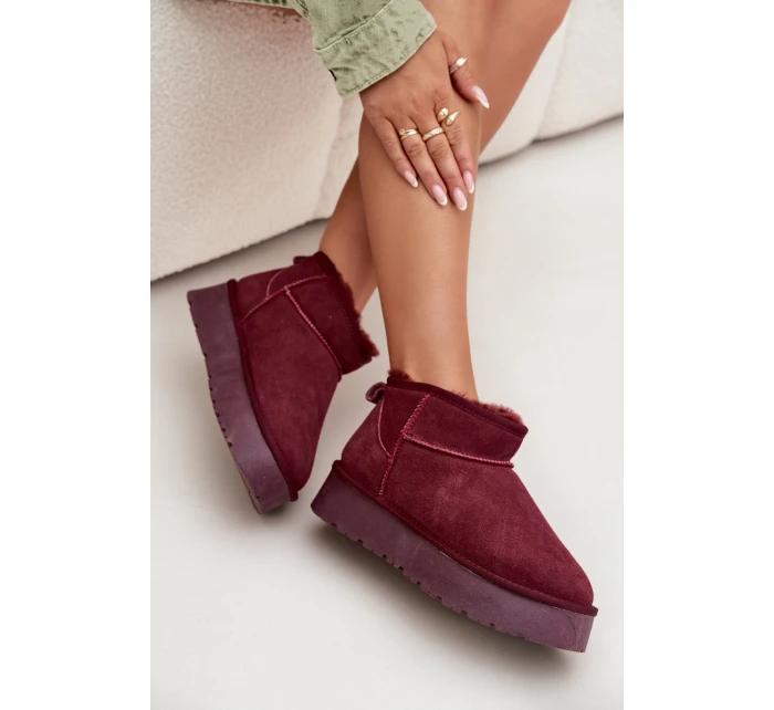 Módní semišové nízké sněhule bordó model 21709733 - Boto