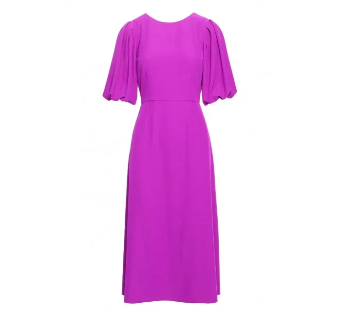 S399 Šaty s puff rukávy - levandulová barva S399 Šaty s puff rukávy - levandulová barva