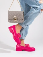 Trendy růžové dámské mokasíny bez podpatku Trendy růžové dámské mokasíny bez podpatku