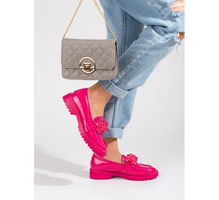 Trendy růžové dámské mokasíny bez podpatku Trendy růžové dámské mokasíny bez podpatku