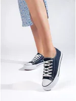 Komfortní tmavě modré dámské tenisky bez podpatku Komfortní tmavě modré dámské tenisky bez podpatku