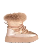 Jedinečné zlaté  sněhule dámské platforma