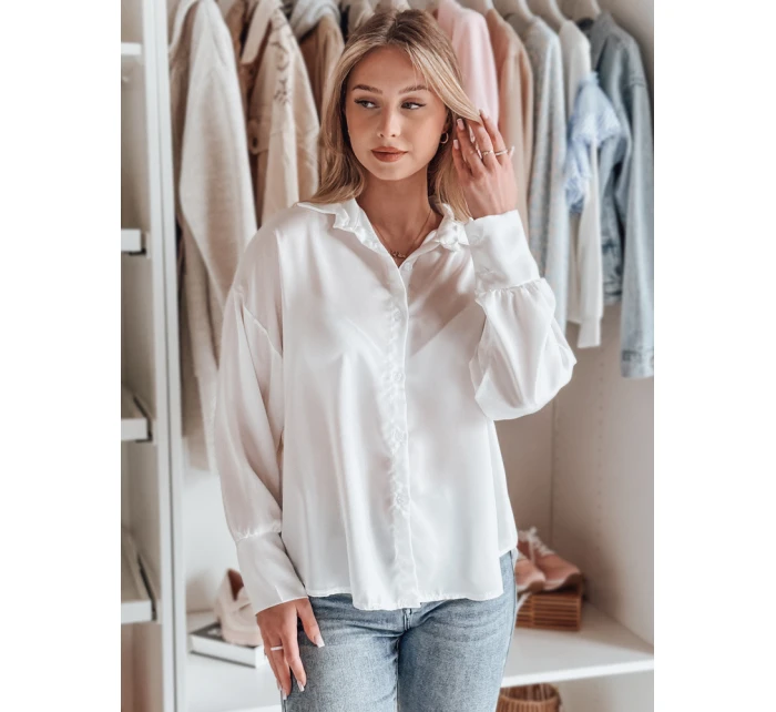 Dámská košile oversize SATINIA bílá FashionStreet DY0449 Dámská košile oversize SATINIA bílá FashionStreet DY0449