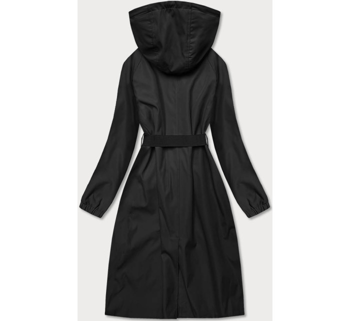 Černý dlouhý kabát s páskem (AG5-019)