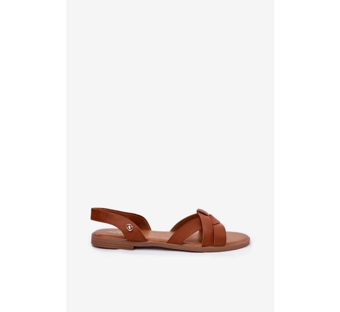 Ploché Dámské Sandály Z Eko Kůže Camel model 21698465 - EVENTO