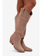 Beige kožené kozačky typu kovbojky Sylvie Beige kožené kozačky typu kovbojky Sylvie