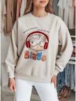 Dámská mikina s potiskem LALA VIBE beige FashionStreet BY1506