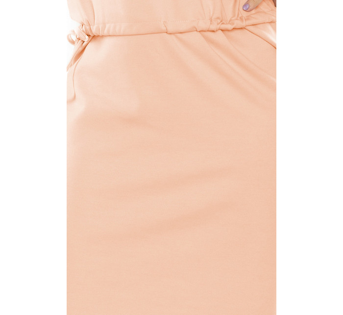 Dámské šaty v broskvové barvě s límečkem model 5977345