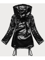 Krátká černá dámská zimní bunda s ledvinkou (OMDL-018)