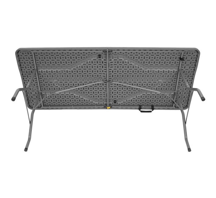 DŘEVĚNÝ STŮL SKLÁDACÍ V KUFŘÍKU 180x74CM MAX.100KG DŘEVĚNÁ DESKA TEMNĚ ŠEDÁ