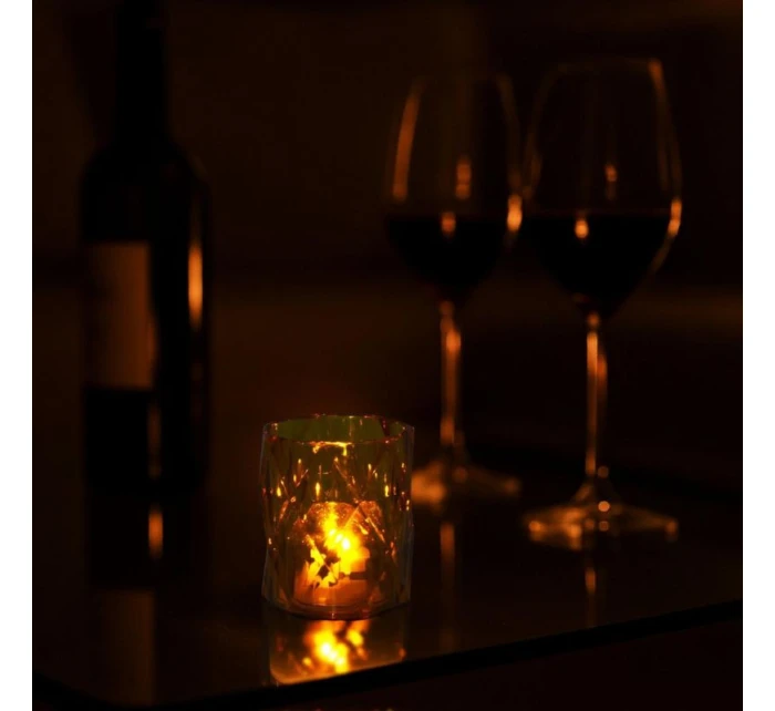 MINI DEKORATIVNÍ LAMPA 6 CM JANTAROVÁ TEPLÁ BÍLÁ 1 LED