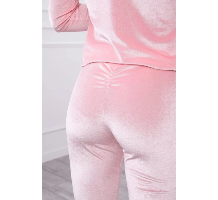 Velurová souprava se model 21753150 na zadní straně pudrově růžová - K-Fashion