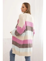 Dámský cardigan s vlnou v  béžový model 21264650 - K-Fashion