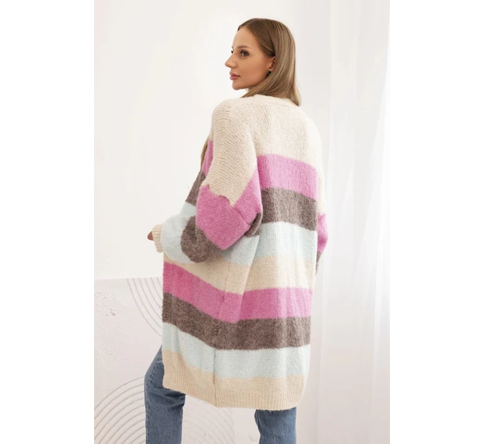 Dámský cardigan s vlnou v  béžový model 21264650 - K-Fashion