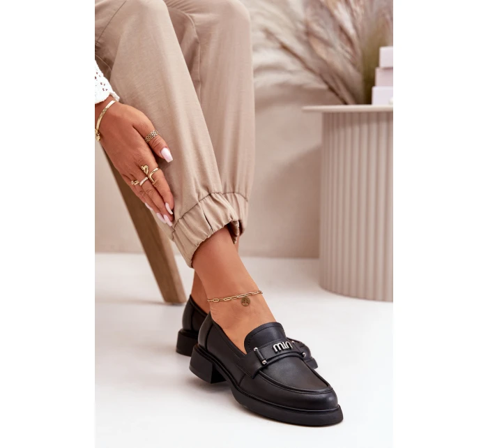 Elegantní Dámské Mokasiny Z Přírodní Kůže Černé Vinceza 91114