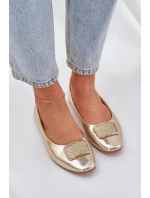 Eko kožené baleríny s ozdobou zlaté model 21684312 - Boto