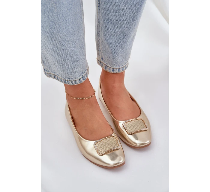 Eko kožené baleríny s ozdobou zlaté model 21684312 - Boto