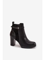 Dámské kotníkové boty na sloupku s páskem černé model 21744527 - Boto Dámské kotníkové boty na sloupku s páskem černé model 21744527 - Boto