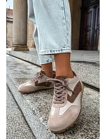 Dámské kožené semišové barefoot tenisky Zazoo N1400 béžové Dámské kožené semišové barefoot tenisky Zazoo N1400 béžové
