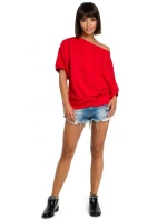 model 18001816 Halenka nadměrné velikosti se zavinovacími detaily červená - BeWear