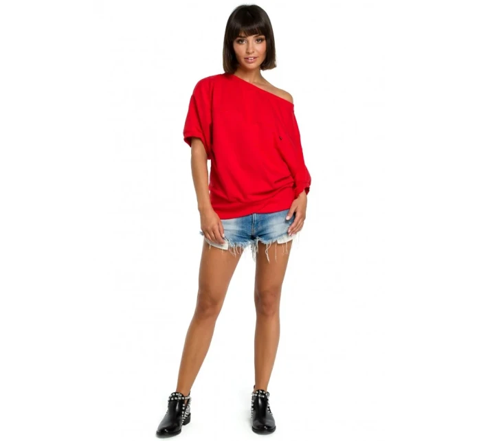 model 18001816 Halenka nadměrné velikosti se zavinovacími detaily červená - BeWear