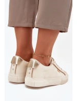 Dámské tenisky z ECO kůže Big Star – béžové/zlaté Dámské tenisky z ECO kůže Big Star – béžové/zlaté