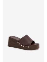 Dámské pantofle na platformě 78-200 Tmavě hnědá - Stephan Paris