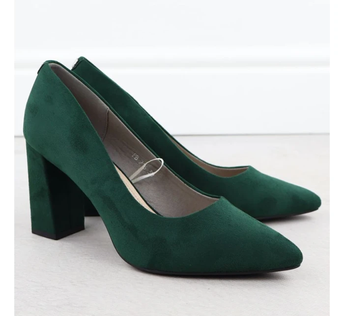 Zelené semišové lodičky na jehlovém podpatku Sergio Leone PB216