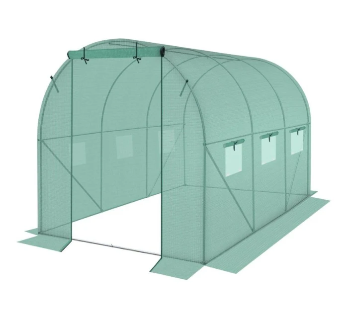 SKLENÍK ZAHRADNÍ TUNEL 200X300X200CM PE KONSTRUKCE ZELENÁ OCEL
