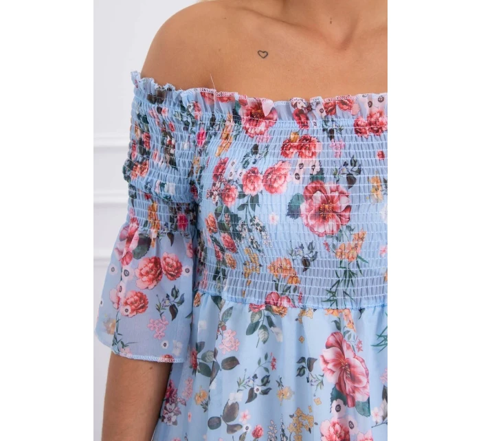 Španělské šaty s květinovým motivem modré Španělské šaty s květinovým motivem modré