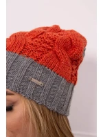 Paris fleecová čepice K212 červená+šedá