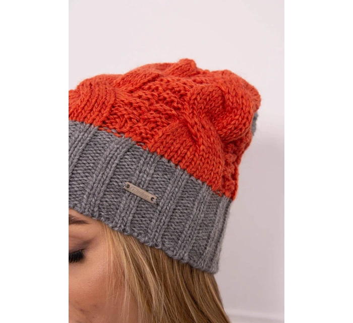 Paris fleecová čepice K212 červená+šedá