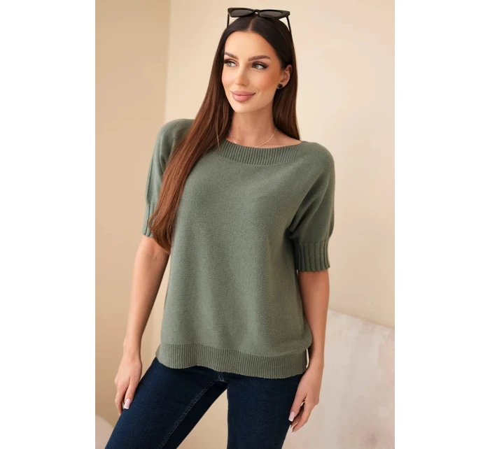 Dámský model 21954908 z viskózy s krátkým rukávem khaki - K-Fashion