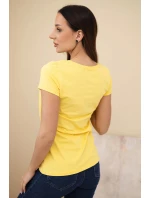 Dámské bavlněné tričko s potiskem CHIC žlutá Dámské bavlněné tričko s potiskem CHIC žlutá
