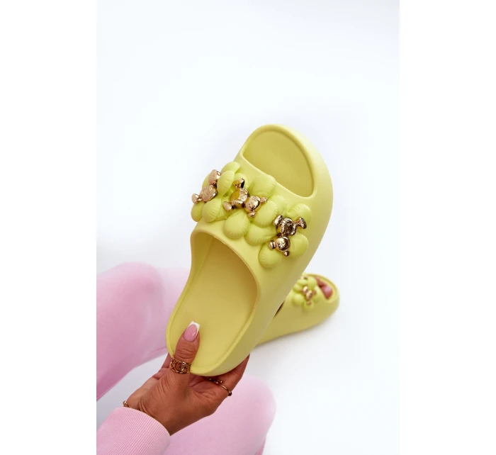 Dámské Piankové Žabky S Ozdobami Na Hrubé Podrážce Limetkové Bremavia Dámské Piankové Žabky S Ozdobami Na Hrubé Podrážce Limetkové Bremavia