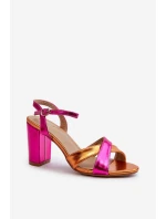 Ekologické kožené sandály na vysokém podpatku fuchsie Abilica Ekologické kožené sandály na vysokém podpatku fuchsie Abilica