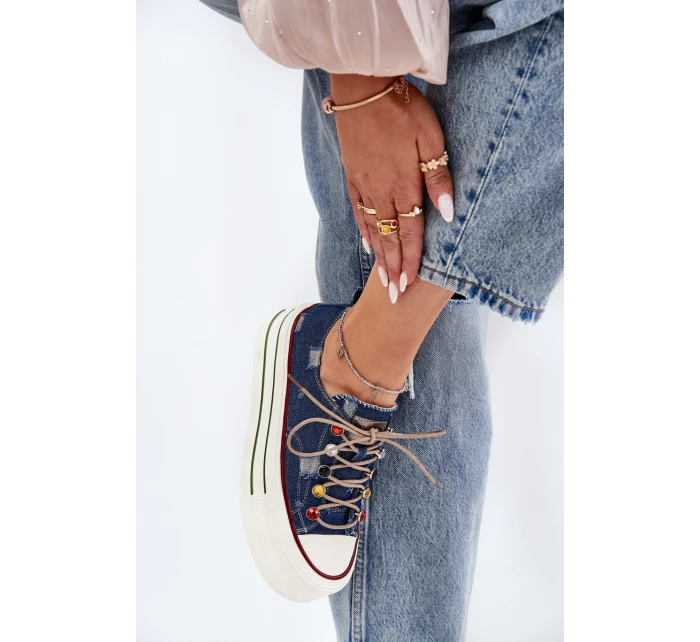 Dámské Tenisky Na Platformě GOE RR2N4103 Tmavě Modré Dámské Tenisky Na Platformě GOE RR2N4103 Tmavě Modré