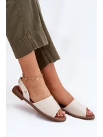 Dámské sandály na plochém podpatku eko kůže béžové model 21697882 - EVENTO