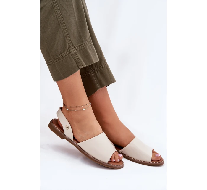 Dámské sandály na plochém podpatku eko kůže béžové model 21697882 - EVENTO