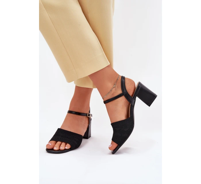 Dámské Sandály Na Podpatku Černé Sarena