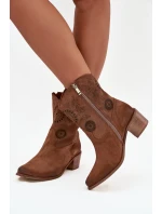 Semišové kožené dámské boty s výřezy na podpatku Zazoo 3844 hnědé Semišové kožené dámské boty s výřezy na podpatku Zazoo 3844 hnědé
