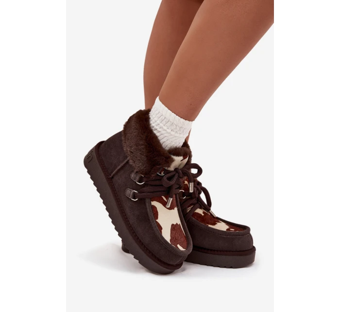 Dámské sněhule z přírodní semišové látky D.Franklin DFSH375008 čokoládové