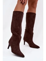 Dámské kozačky na s na Čokoládové model 21757560 - Boto
