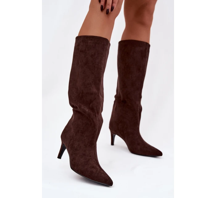 Dámské kozačky na s na Čokoládové model 21757560 - Boto